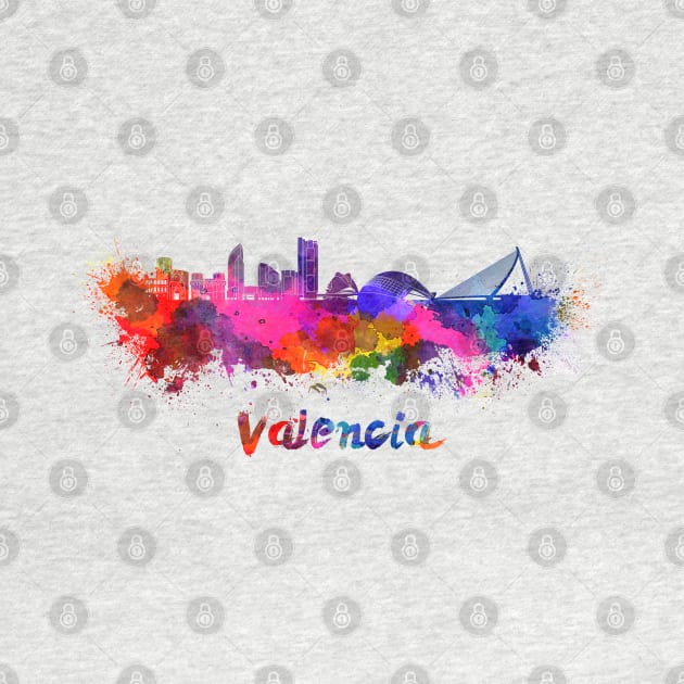 Valencia skyline in watercolor by PaulrommerArt